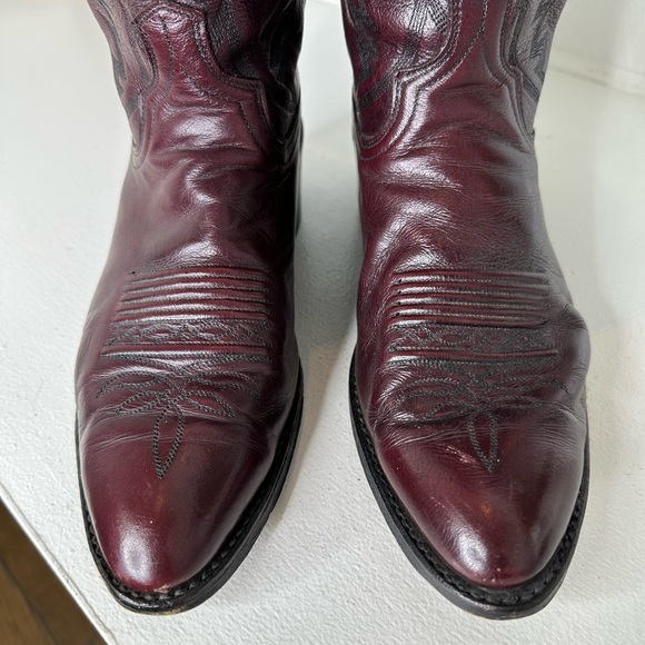 Vintage Dan Post Oxblood Burgundy Classic Western Cowboy Boots Made in USA -10D - Picture 4 of 10